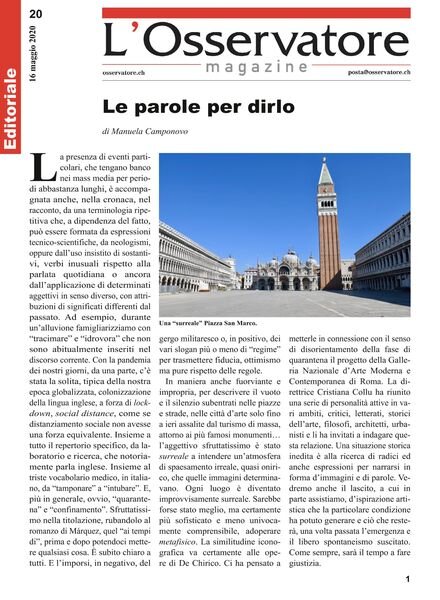 L’Osservatore – 16 Maggio 2020 Cover