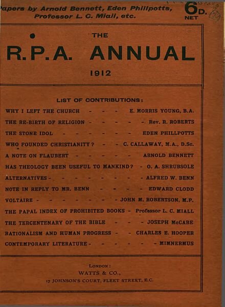 New Humanist – The R.P.A Annual, 1912 Cover