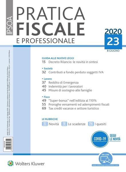 Pratica Fiscale e Professionale – 8 Giugno 2020 Cover