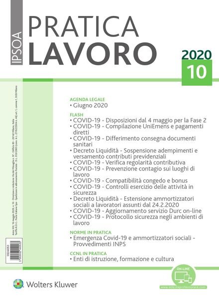 Pratica Lavoro 16 Maggio 2020 Cover