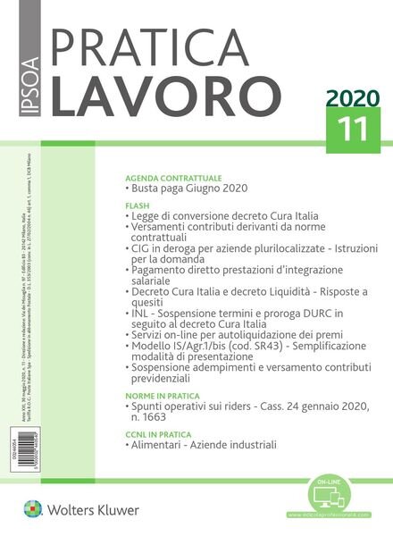 Pratica Lavoro – 30 Maggio 2020 Cover