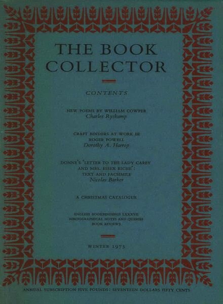 The Book Collector – Winter 1973 Cover
