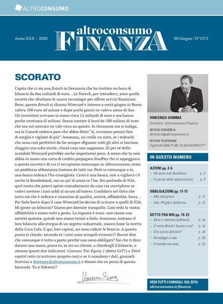 Altroconsumo Finanza – 30 Giugno 2020 Cover