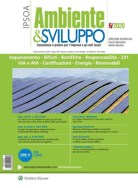 Ambiente & sviluppo – Giugno 2020 Cover