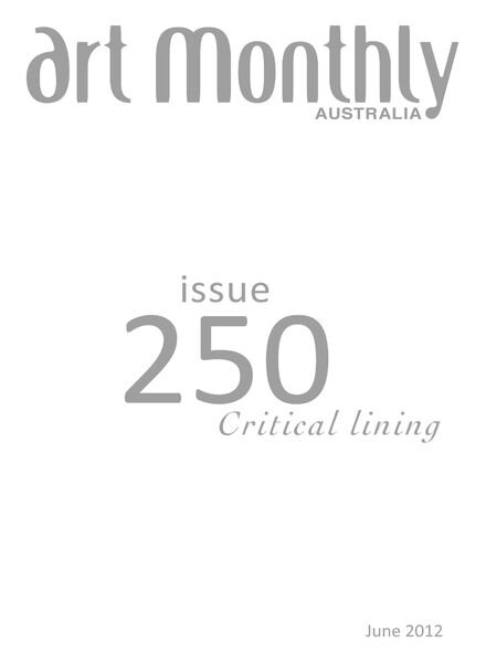 Art Monthly Australasia – Issue 250 Cover