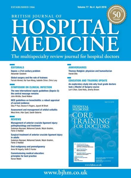 British Journal of Hospital Medicine – April 2016 Cover