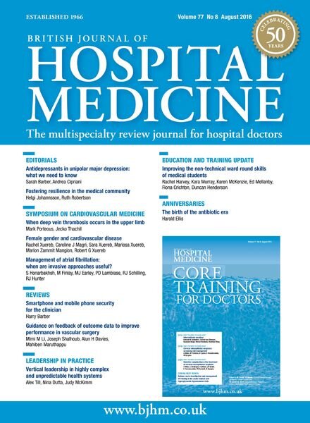 British Journal of Hospital Medicine – August 2016 Cover