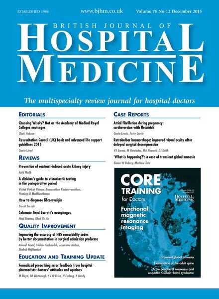 British Journal of Hospital Medicine – December 2015 Cover