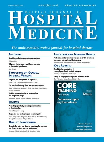 British Journal of Hospital Medicine – November 2015 Cover