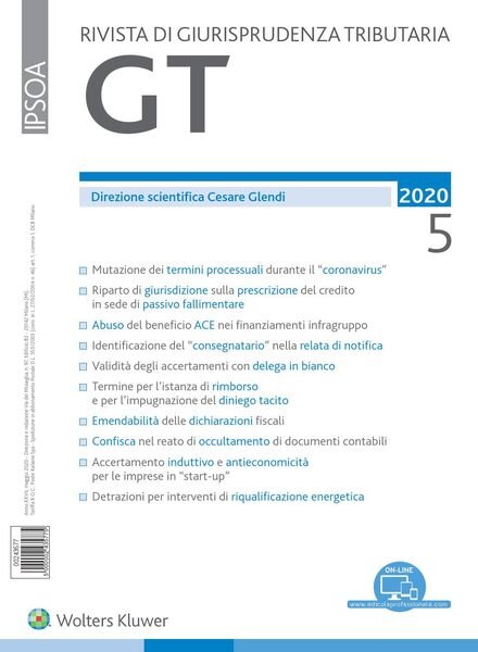 GT Rivista di Giurisprudenza Tributaria – Maggio 2020 Cover