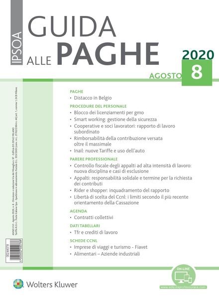Guida alle paghe – Agosto 2020 Cover
