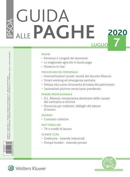 Guida alle paghe – Luglio 2020 Cover