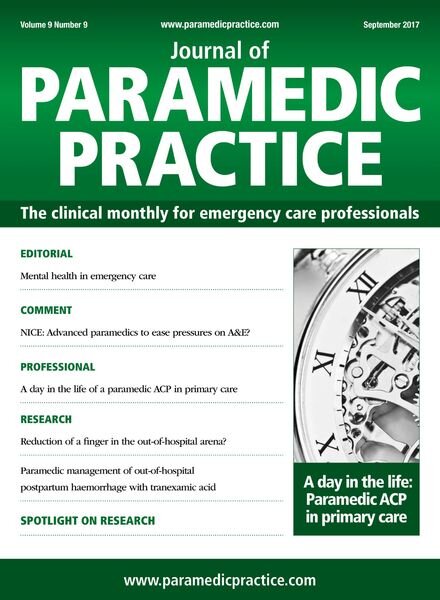 Journal of Paramedic Practice – September 2017 Cover