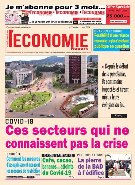 Le quotidien de l’economie magazine Afrique – 11 mai 2020 Cover