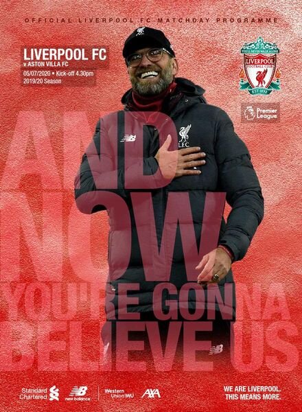Liverpool FC Programmes – Liverpool vs Aston Villa – 5 July 2020 Cover