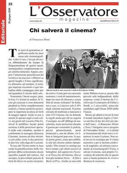 L’Osservatore – 20 giugno 2020 Cover