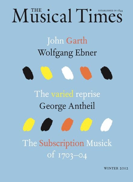 The Musical Times – Winter 2012 Cover