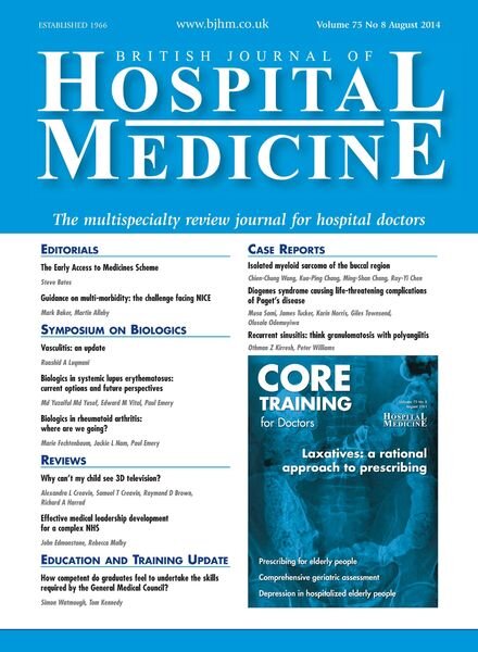 British Journal of Hospital Medicine – August 2014 Cover