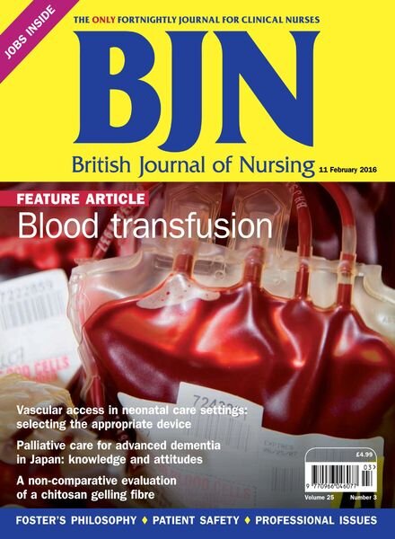 British Journal of Nursing – 11 February 2016 Cover