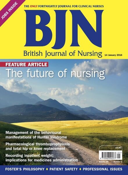 British Journal of Nursing – 14 January 2016 Cover