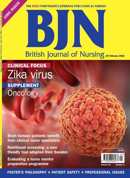 British Journal of Nursing – 25 February 2016 Cover