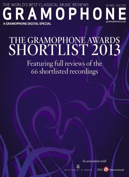Gramophone – Gramophone Awards 2013 Shortlist Cover