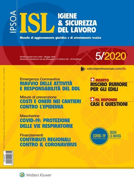 Igiene & Sicurezza del Lavoro – Maggio 2020 Cover