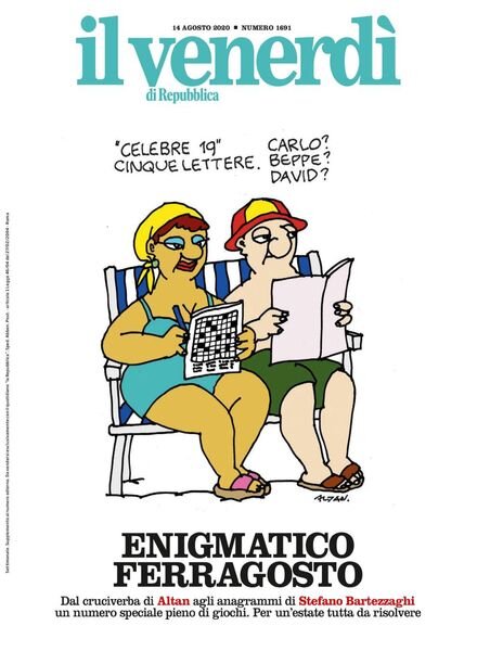 Il Venerdi di Repubblica – 14 Agosto 2020 Cover