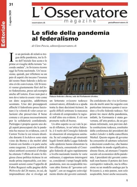 L’Osservatore Magazine – 1 Agosto 2020 Cover