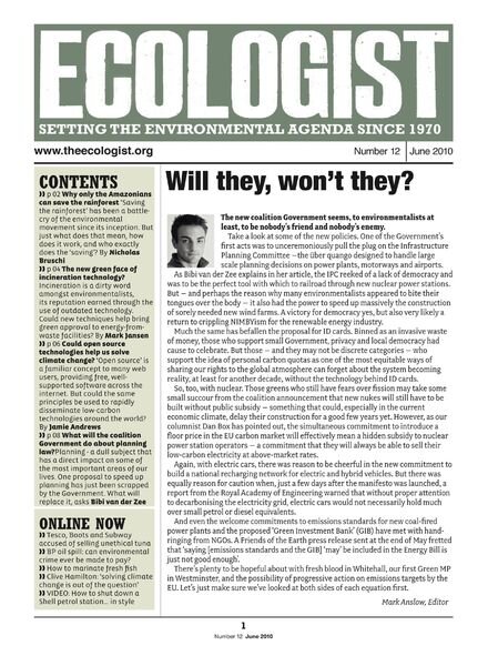 Resurgence & Ecologist – Ecologist Newsletter 12 – Jun 2010 Cover