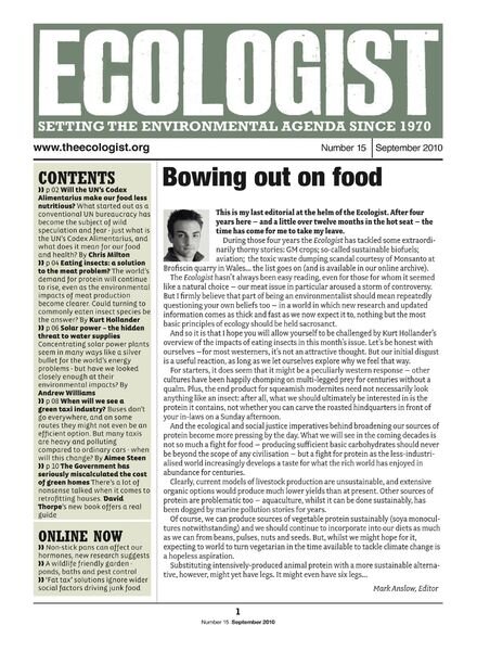 Resurgence & Ecologist – Ecologist Newsletter 15 – Sep 2010 Cover