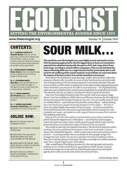 Resurgence & Ecologist – Ecologist Newsletter 16 – Oct 2010 Cover