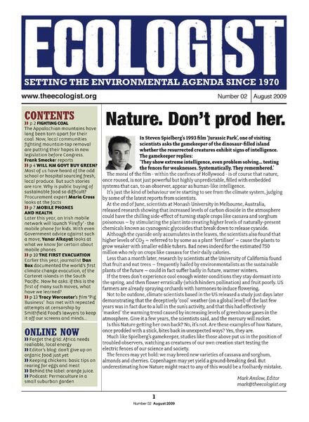 Resurgence & Ecologist – Ecologist Newsletter 2 – Aug 2009 Cover