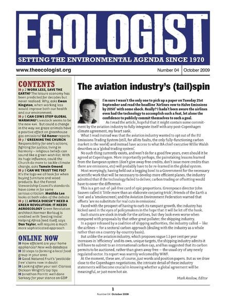 Resurgence & Ecologist – Ecologist Newsletter 4 – Oct 2009 Cover