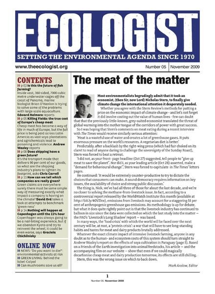 Resurgence & Ecologist – Ecologist Newsletter 5 – Nov 2009 Cover