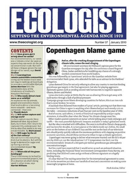 Resurgence & Ecologist – Ecologist Newsletter 7 – January 2010 Cover