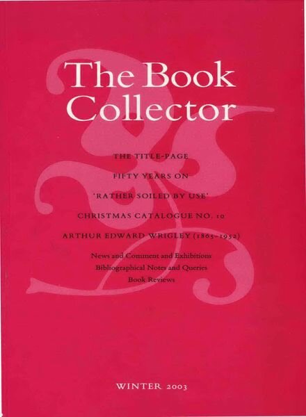 The Book Collector – Winter 2003 Cover