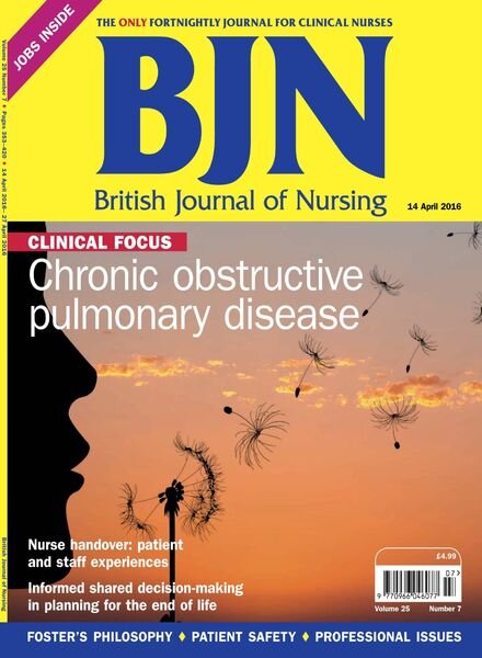 British Journal of Nursing – 14 April 2016 Cover