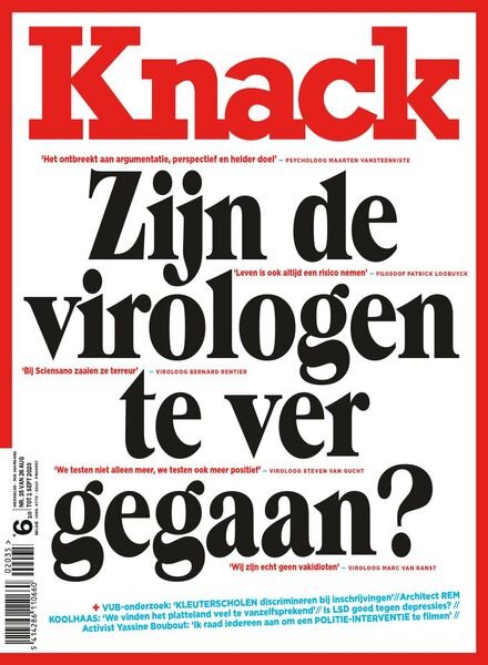 Knack Belgium – 26 Augustus 2020 Cover