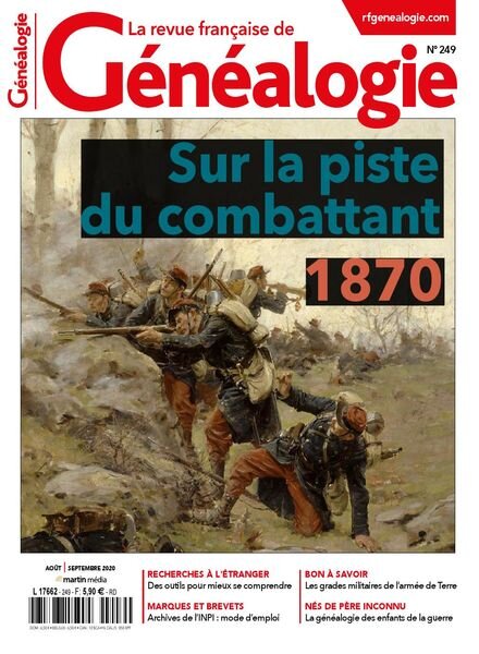 La Revue francaise de Genealogie – Aout-Septembre 2020 Cover