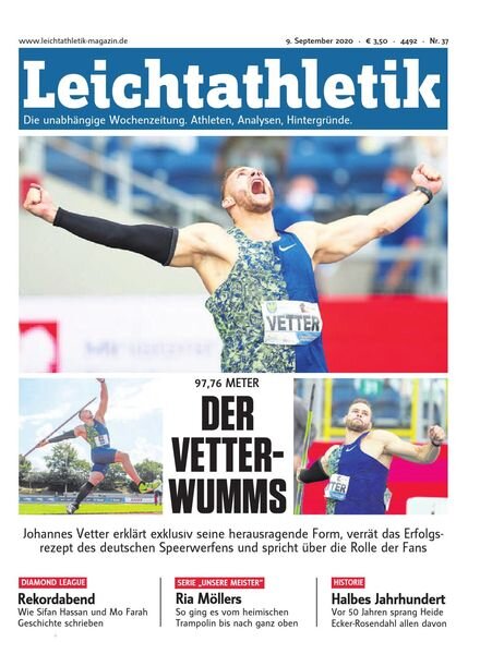 Leichtathletik – 9 September 2020 Cover