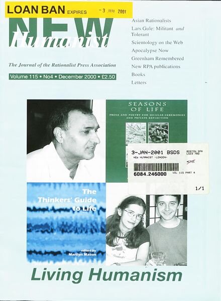 New Humanist – December 2000 Cover