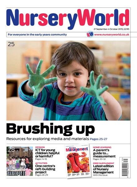 Nursery World – 21 September – 4 October 2015 Cover