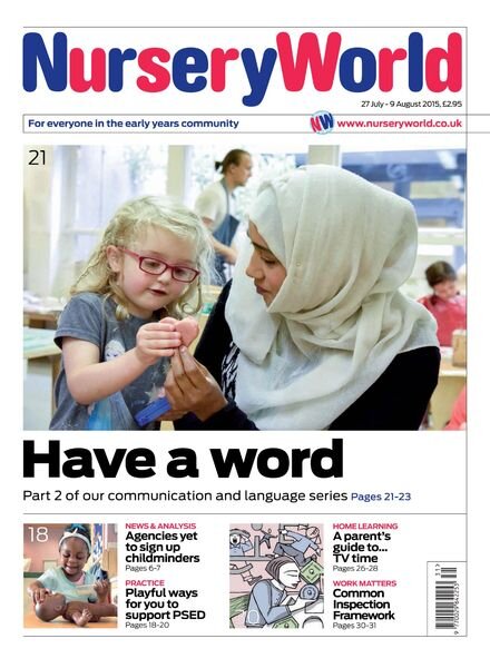 Nursery World – 27 July – 9 August 2015 Cover