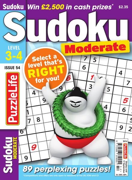 PuzzleLife Sudoku Moderate – Issue 54 – August 2020 Cover