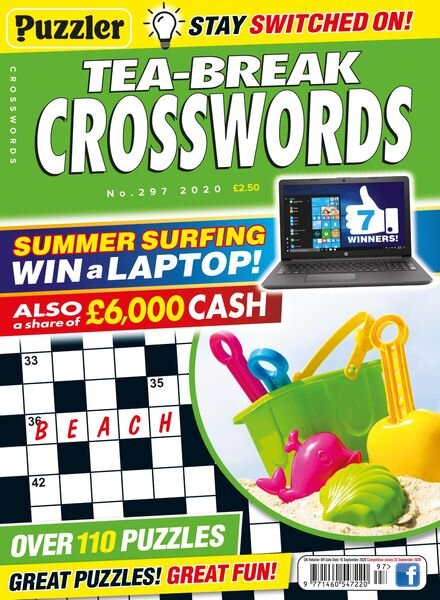Puzzler Tea-Break Crosswords – Issue 297 – August 2020 Cover