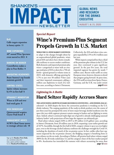 Shanken’s Impact Newsletter – August 2020 Cover