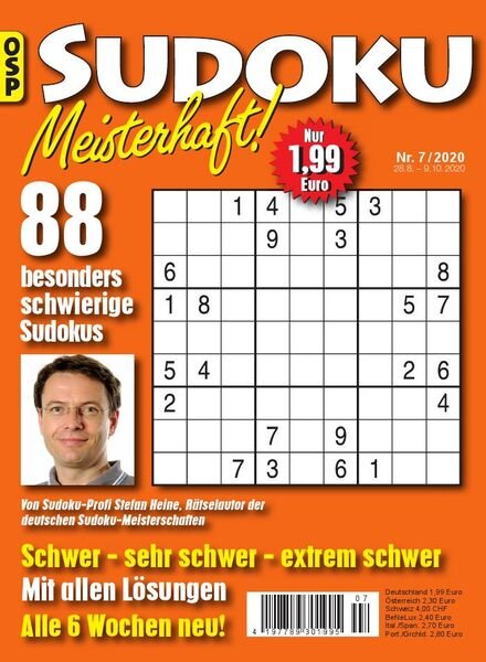 Sudoku Meisterhaft – 28 August 2020 Cover