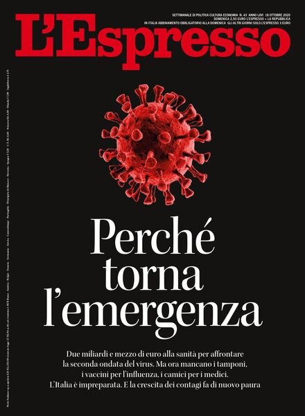 L’Espresso – 18 Ottobre 2020 Cover
