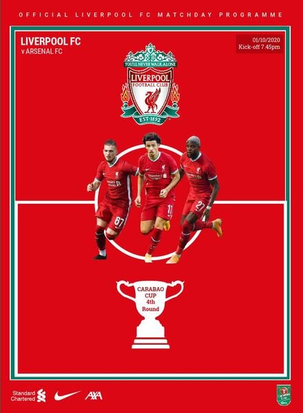 Liverpool FC Programmes – Liverpool FC vs Arsenal FC – 1 October 2020 Cover